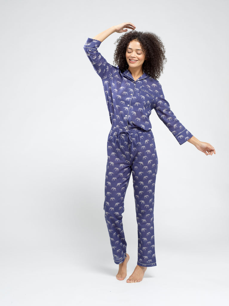 Women's Personalised Elephant Print Long Pyjama Bottoms