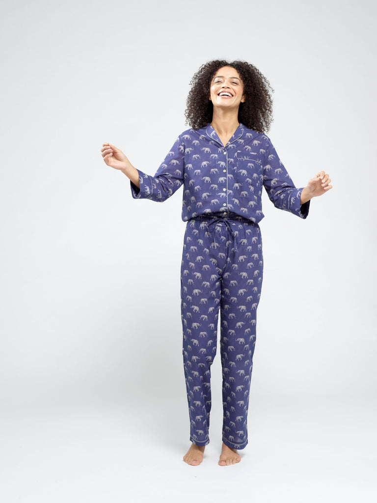 Women's Personalised Elephant Print Pyjama Shirt