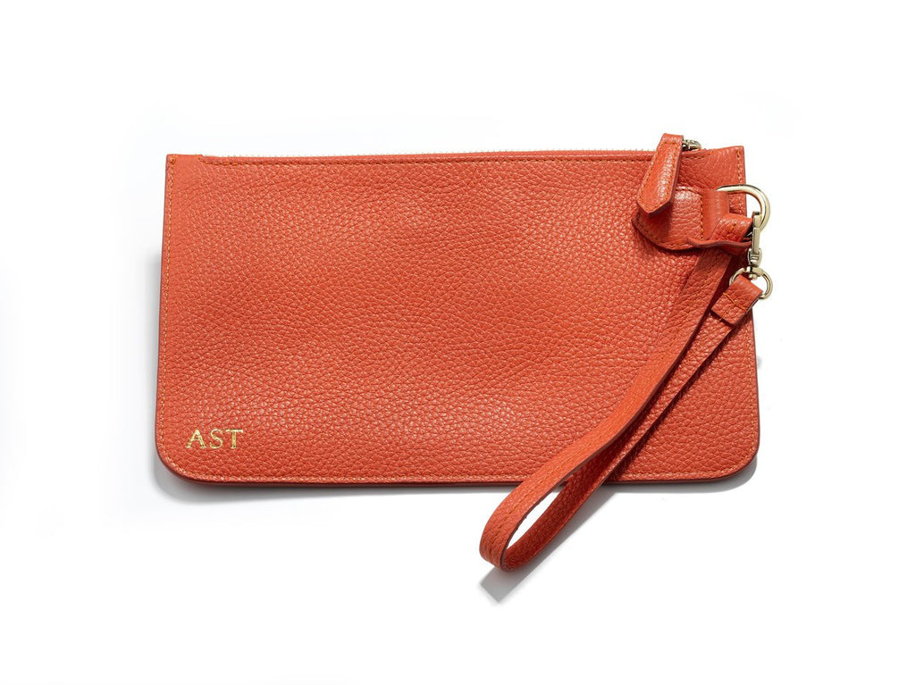 Personalised Leather Wristlet Pouch Bag 