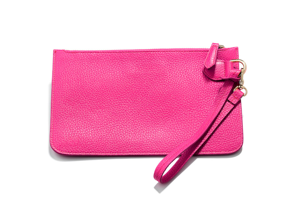 Pink leather wristlet online