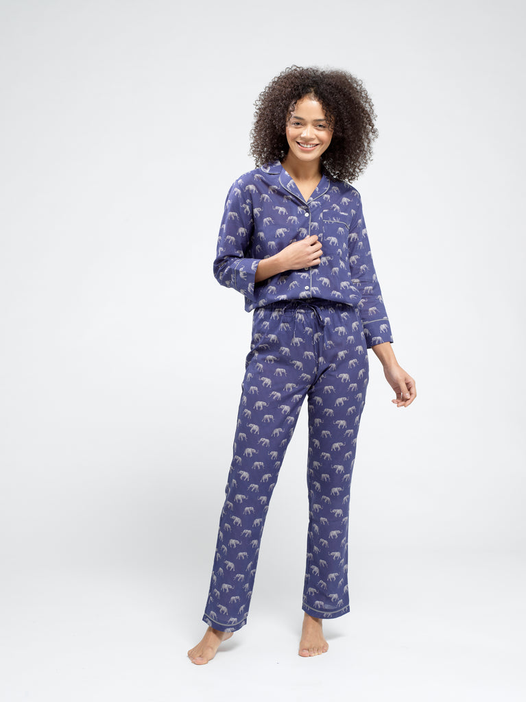 Women's Personalised Elephant Print Long Pyjama Bottoms