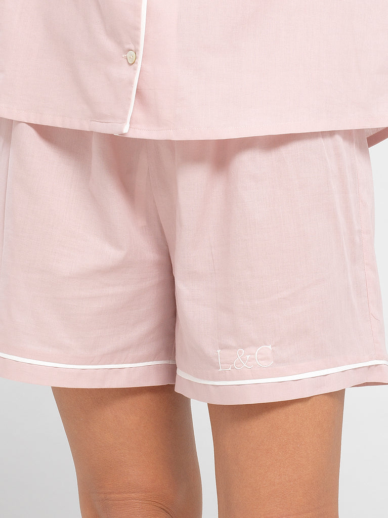 Blossom Pink Luxury Monogrammed Women's Pyjama Shorts | Look & Cover 