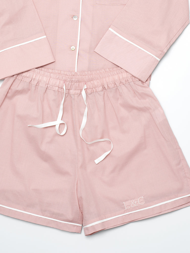 Blossom Pink Luxury Monogrammed Women's Pyjama Shorts | Look & Cover 
